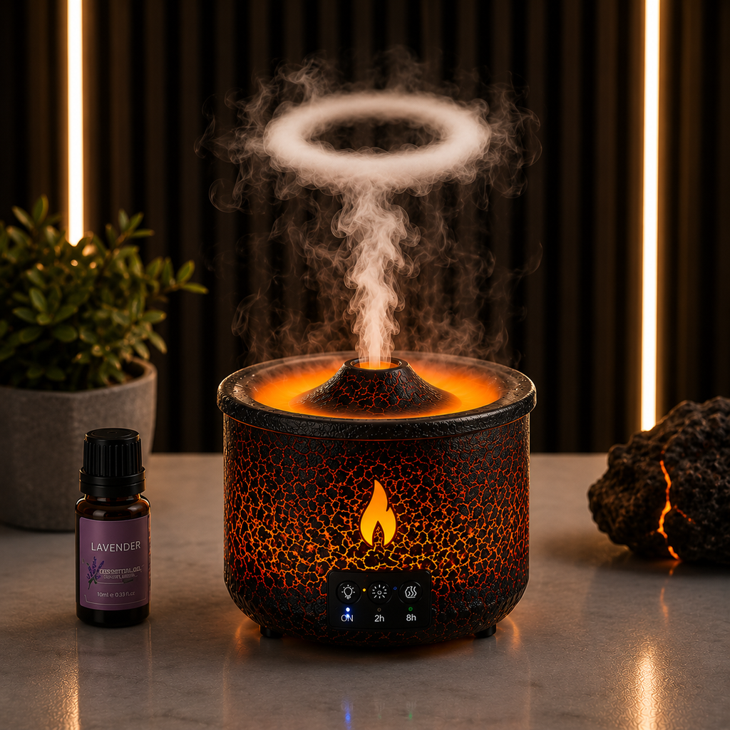 Volcano Flame Aroma Diffuser 360ml Smoke Ring Humidifier