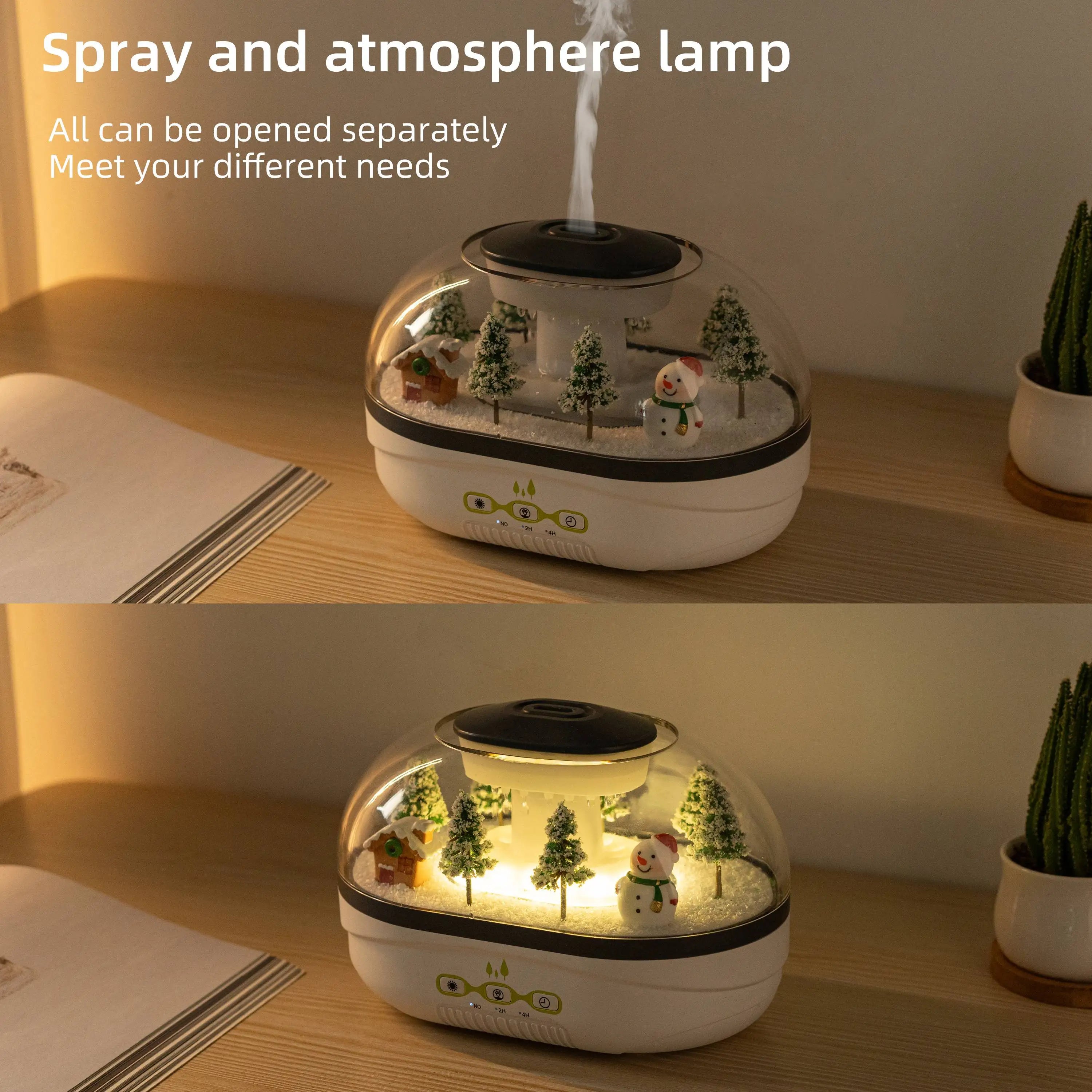 Simulated Snowpile Air Humidifier, Snowman Aroma Diffuser, Home Decoration, Creative Snow Landscape.Ideal for Bedroom, Office，Yo