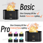 USB Desktop Flame Aroma Diffuser Humidifier 7 Colors Simulation Light Aromatherapy Air Purifier for Bedroom/Essential Oil Set