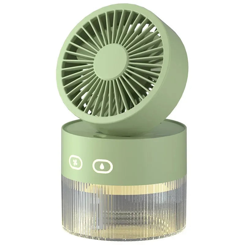2025 Portable USB Mist Cooling Fan Mini Desktop Humidifier with LED Light for Office Home Use