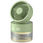 2025 Portable USB Mist Cooling Fan Mini Desktop Humidifier with LED Light for Office Home Use