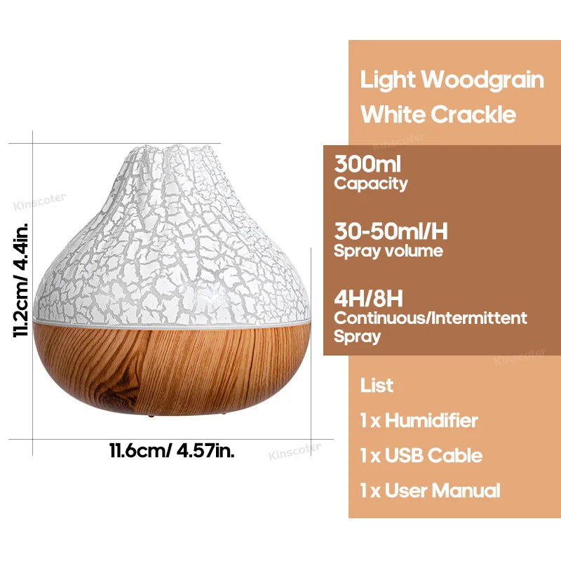 Volcano Air Humidifier 300ml Desktop USB Water Mist Diffuser Purifier Air Freshener Nebulizer with Colorful Ambient Night Light