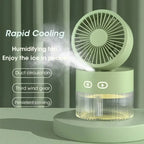 2025 Portable USB Mist Cooling Fan Mini Desktop Humidifier with LED Light for Office Home Use