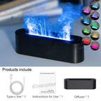 KINSCOTER Essential Oil Aroma Diffuser Flame Air Humidifier Ultrasonic Cool Mist Difusor with  RGB Realistic Fire Night Light